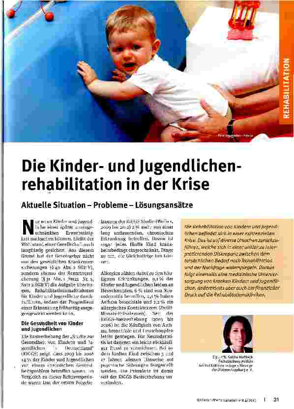Vorschauseite 1: Die Kinderund Jugendlichenrehabilitation in der Krise