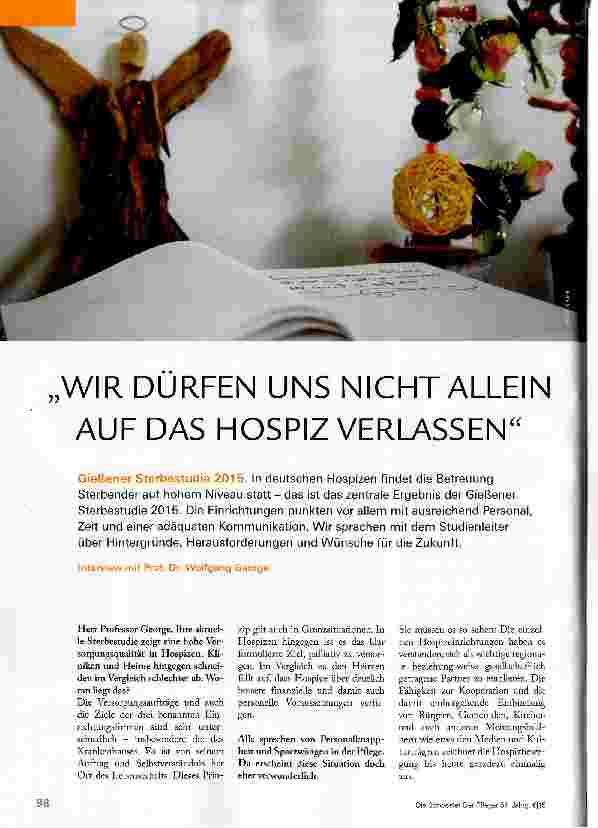 Vorschauseite 1: WIR DÜRFEN UNS NICHT ALLEIN AUF DAS HOSPIZ VERLASSEN