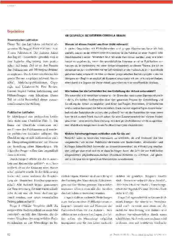 Vorschauseite 3: Physiotherapeutische Abschlussarbeiten publizieren