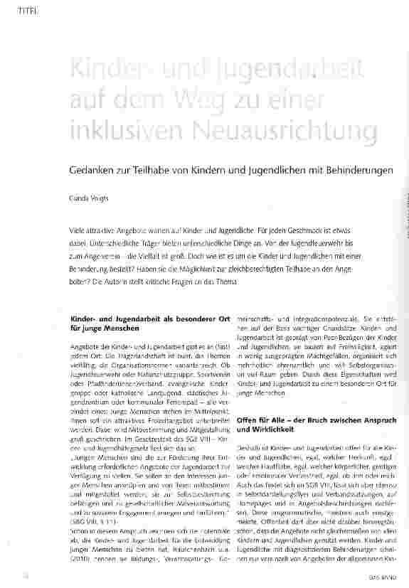 Vorschauseite 1: Gedanken zur Teilhabe von Kindern und Jugendlichen mit Behinderungen