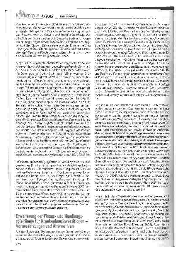 Vorschauseite 4: Investitionen im Krankenhausbereich: Privates Kapital als Lösungsweg?