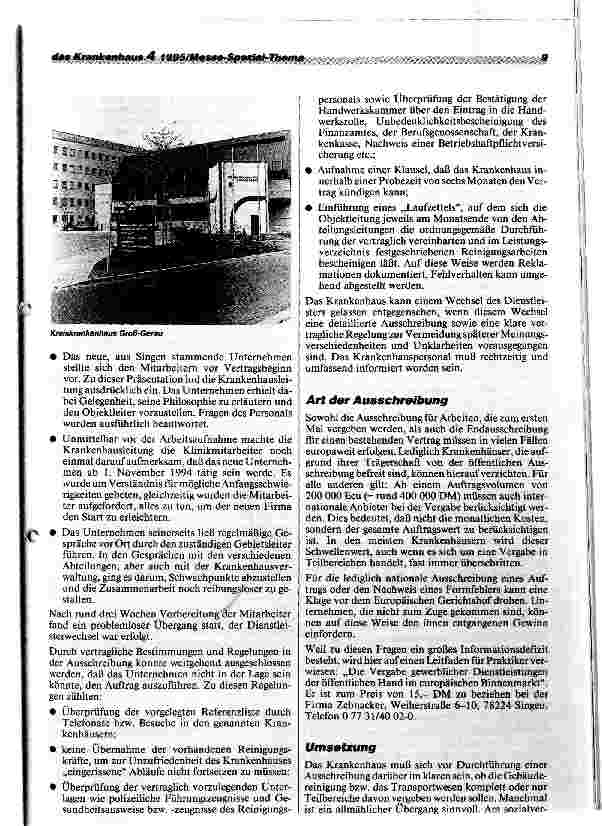 Vorschauseite 3: Erfahrungen bei der Vergabe von Reinigungsarbeiten im Kreiskrankenhaus Groß-Gerau