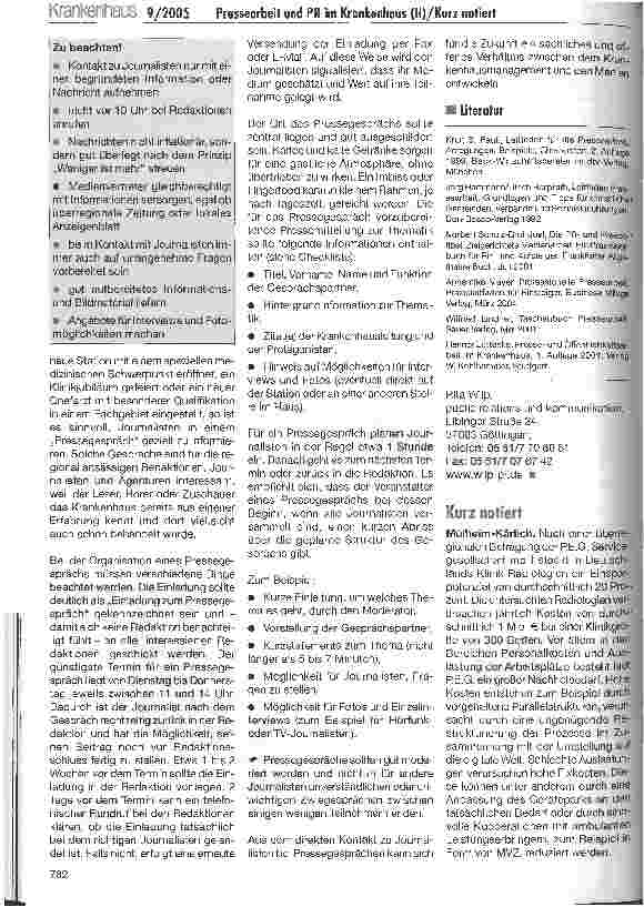 Vorschauseite 3: Pressearbeit und PR im Krankenhaus (II)Der direkte Draht zu Journalisten und Medien