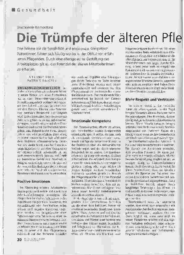 Vorschauseite 1: Die Trümpfe der älteren Pflegenden
