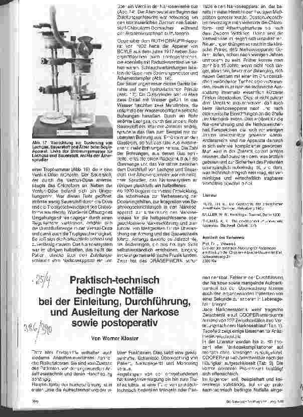 Vorschauseite 5: Von Inhaltionsgerät für Schwefeläther zum modernen Nakoseapperat