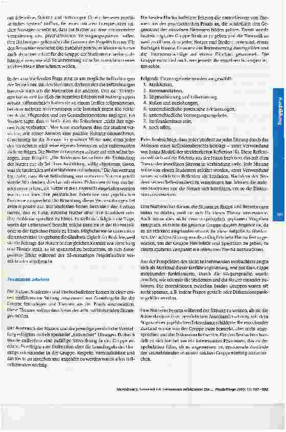 Vorschauseite 5: Gemeinsam reflektieren: Die Entwicklung einer neuenStrategie, um Nutzer dauerhaft in die Ausbildung vonpsychiatrischen Pflegefachkräften einzubeziehen