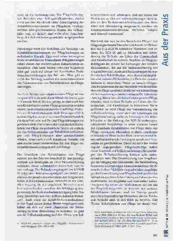 Vorschauseite 3: Der Vorrang von Rehabilitation vor Pflege - nicht eingelöster Programmsatz oder programmatische Neuausrichtung des Leistungsrechtes?