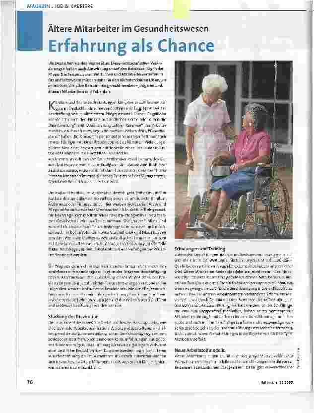 Vorschauseite 1: Ältere Mitarbeiter im GesundheitswesenErfahrung als Chance