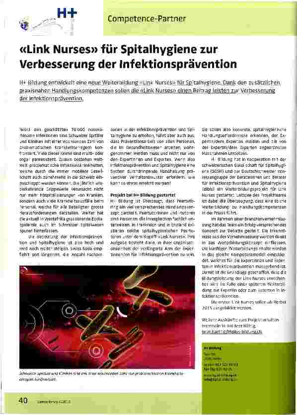Vorschauseite 1: «Link Nurses» für Spitalhygiene zur Verbesserung der Infektionsprävention