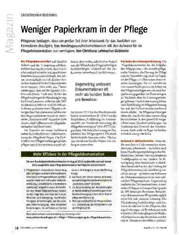 Vorschauseite 1: Weniger Papierkram in der Pflege