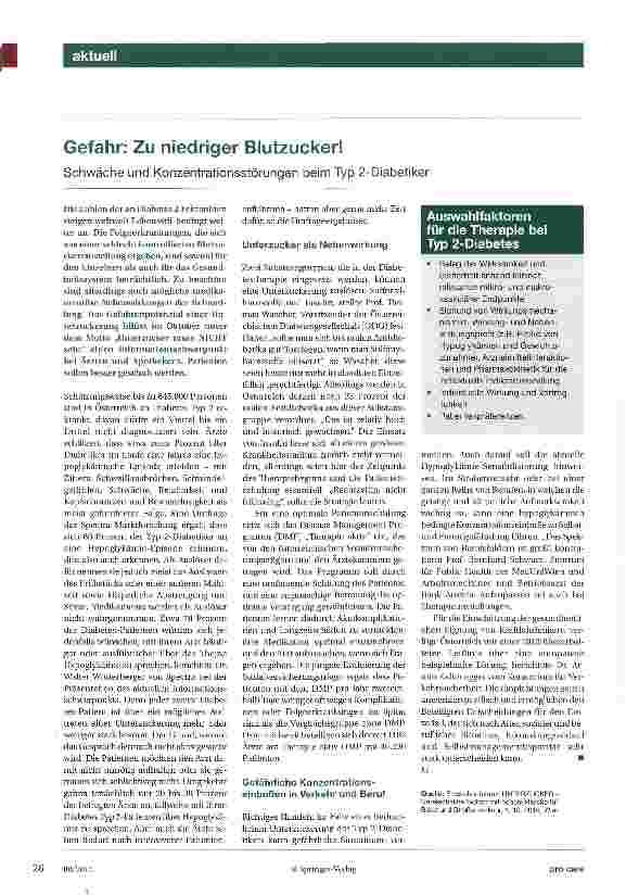 Vorschauseite 1: Gefahr: Zu niedriger Blutzucker! Schwäche und Konzentrationsstörungen beim Typ 2-Diabetiker
