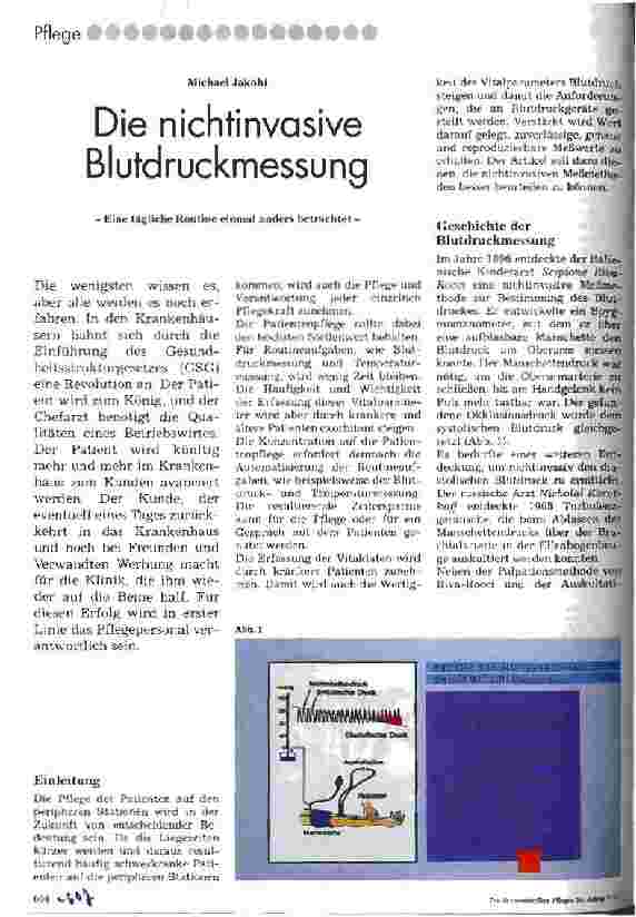 Vorschauseite 1: Die nichtinvasive Blutdruckmessung Eine tägliche Routine einmal anders betrachtet