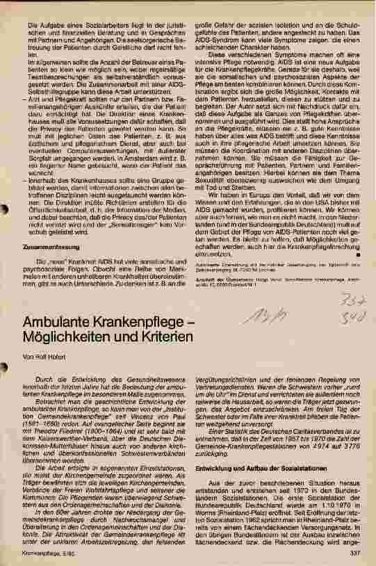 Vorschauseite 3: AIDS: Ein neues Aufgabengebiet für die Krankenpflegekräfte
