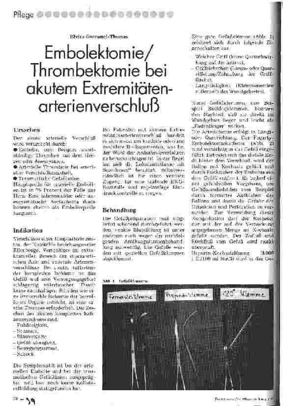 Vorschauseite 1: Embolektomie / Thrombektomie bei akutem Extremitätenarterienverschluß.