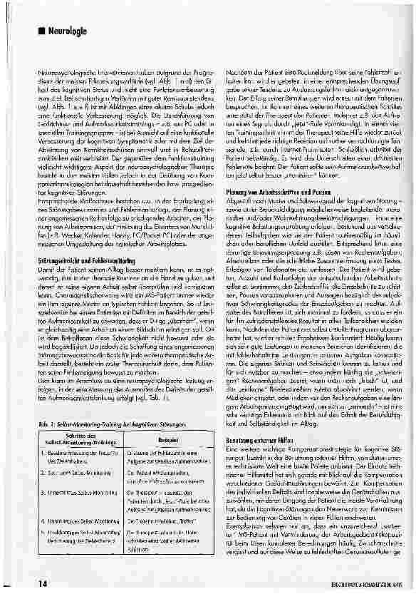 Vorschauseite 3: Psychologische Therapie affektiver und kognitiver Störungen bei Multipler Sklerose