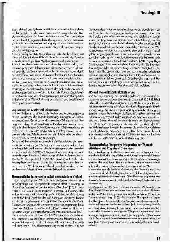 Vorschauseite 4: Psychologische Therapie affektiver und kognitiver Störungen bei Multipler Sklerose
