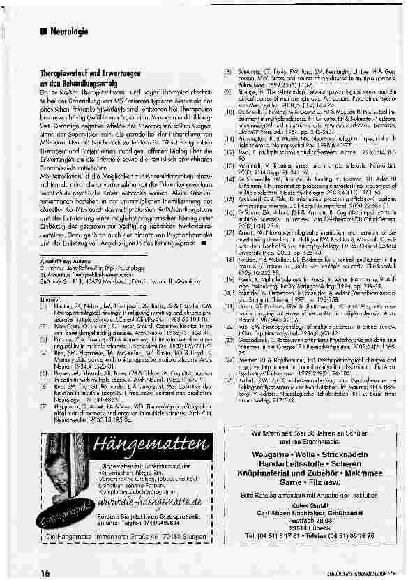 Vorschauseite 5: Psychologische Therapie affektiver und kognitiver Störungen bei Multipler Sklerose