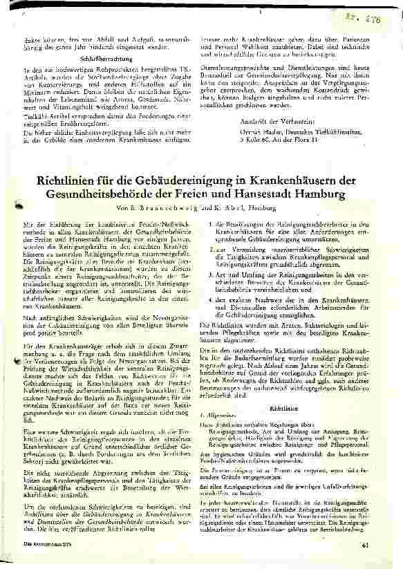 Vorschauseite 1: Richtlinien für die Gebäudereinigungin Krankenhäusern der Gesundheitsbehörde der Freien und Hansastadt Hamburg
