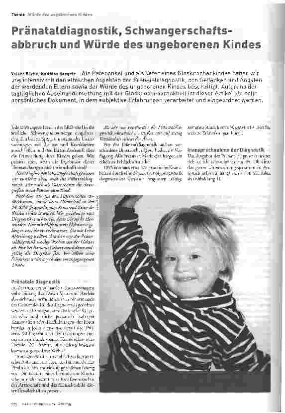 Vorschauseite 1: Pränataldiagnostik, Schwangerschaftsbruch und Würde des ungeborenen Kindes