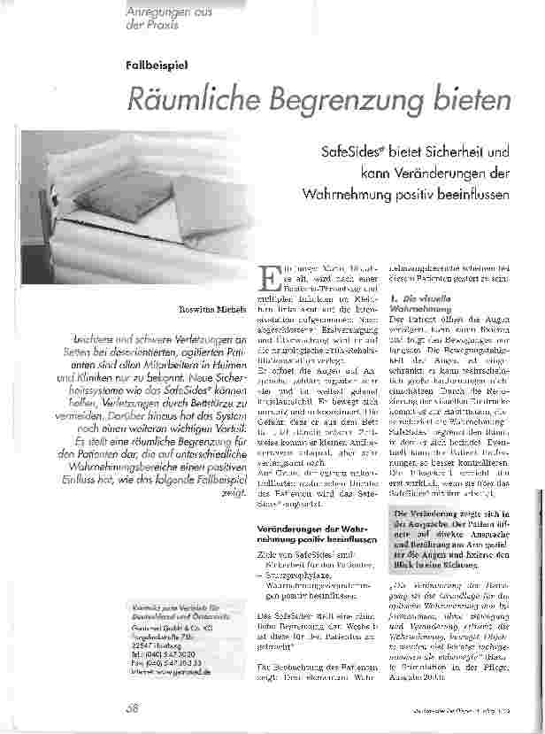Vorschauseite 1: Räumliche Begrenzung bietenSafeSides® bietet Sicherheit und kann Veränderungen derWahrnehmung positiv beeinflussen