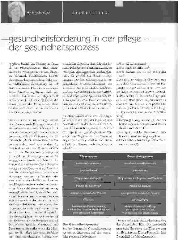 Vorschauseite 1: gesundheitsförderung in der pflege -der gesundheitsprozess
