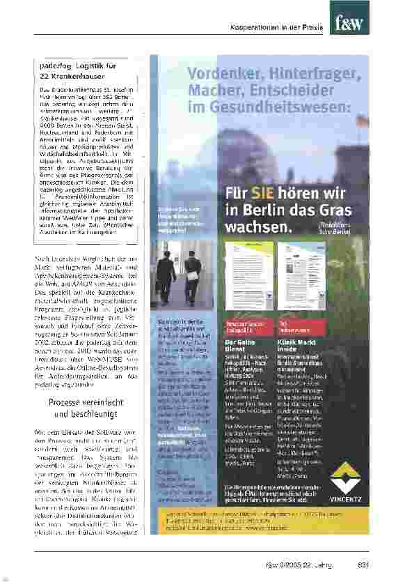 Vorschauseite 2: NRW-Krankenhäuser senken Kosten durch EDV-gestützte MaterialwirtschaftDank einer Software kann das Arzneimittelbudget optimal für die Patienten genutzt werden