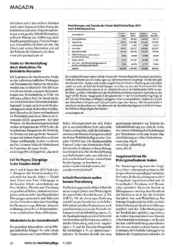 Vorschauseite 2: Fachinformationen der Blätter der Wohlfahrtspflege