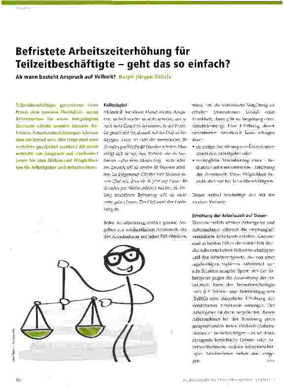 Vorschauseite 1: Befristete Arbeitszeiterhöhung für Teilzeitbeschäftigte - geht das so einfach?