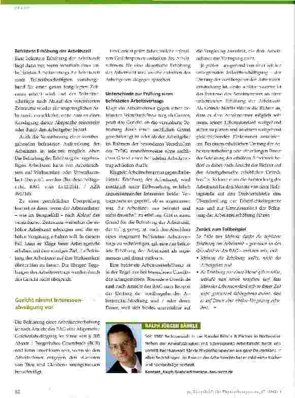 Vorschauseite 2: Befristete Arbeitszeiterhöhung für Teilzeitbeschäftigte - geht das so einfach?