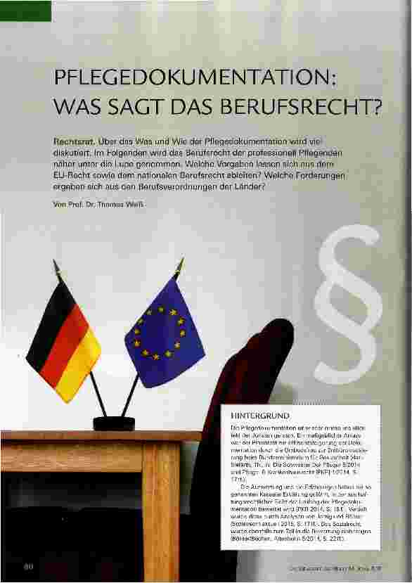 Vorschauseite 1: PFLEGEDOKUMENTATION: WAS SAGT DAS BERUFS RECHT?