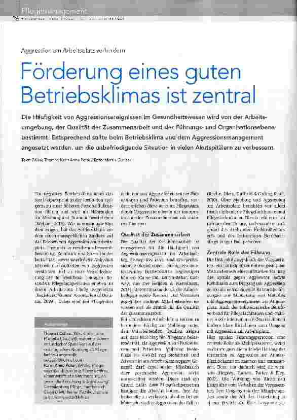 Vorschauseite 1: Förderung eines guten Betriebsklimas ist zentral
