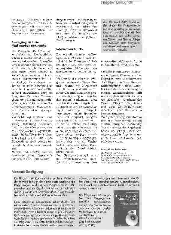 Vorschauseite 2: Der Pflege eine Stimme gebenPflege muss sich in Öffentlichkeit und Medien positiv darstellen