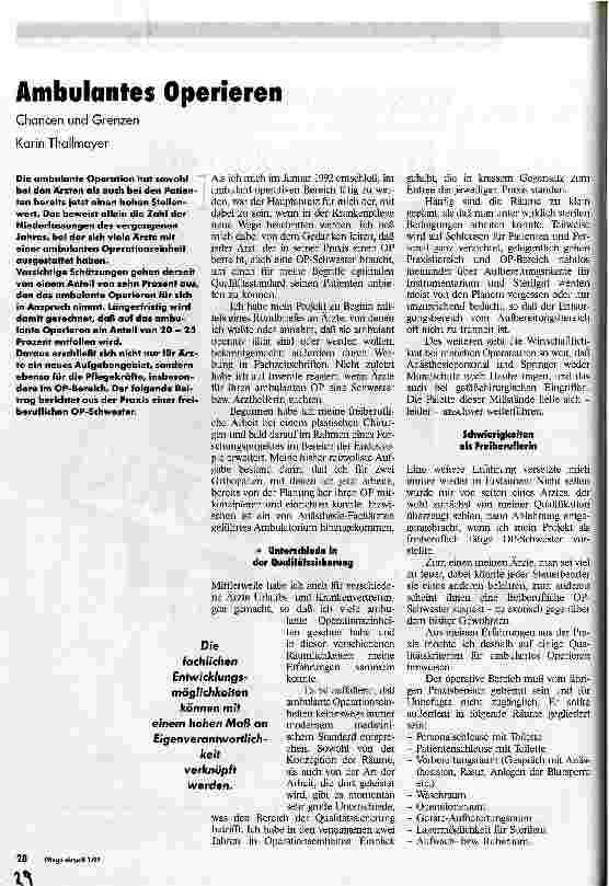 Vorschauseite 1: Ambulantes Operieren Chancen und Grenzen