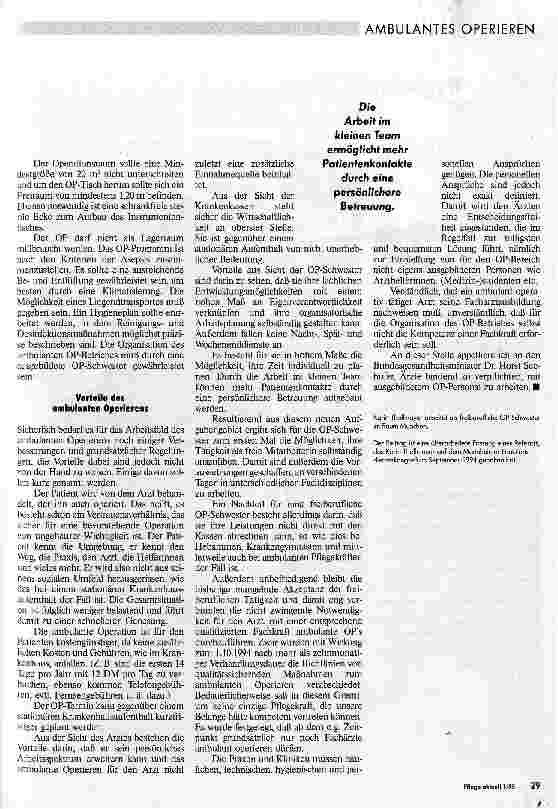 Vorschauseite 2: Ambulantes Operieren Chancen und Grenzen