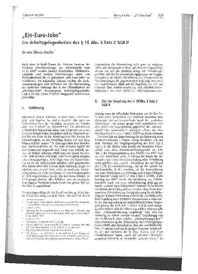 Vorschauseite 1: Ein-Euro-JobsDie Arbeitsgelegenheiten des § 16 Abs. 3 Satz 2 SGB II