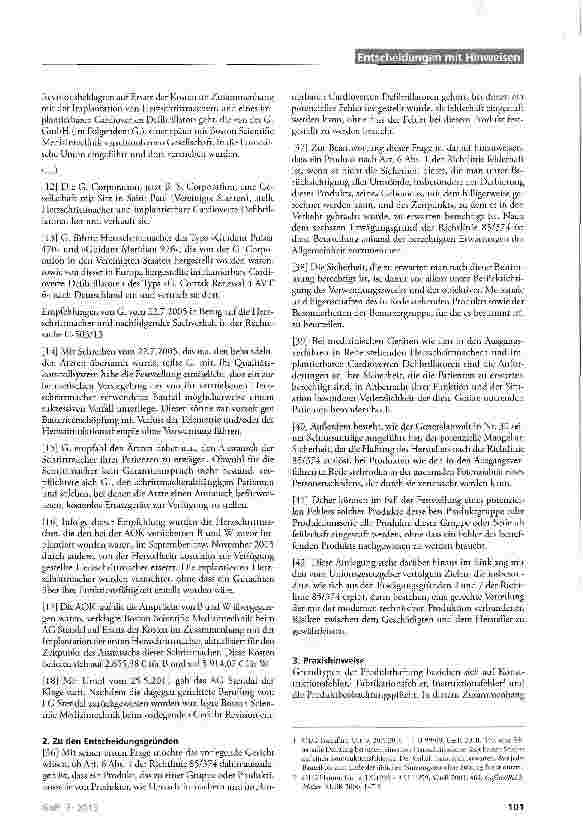 Vorschauseite 2: Zur Haftung bei fehlerhaften Produkten, insbesondere bei Austausch von erzschrittmachern und implantierbaren Cardioverten Defibrillatoren Richtlinie EWG 85/374