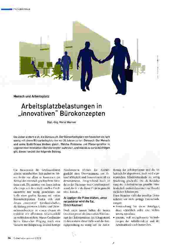 Vorschauseite 1: Arbeitsplatzbelastungen in innovativen Bürokonzepten
