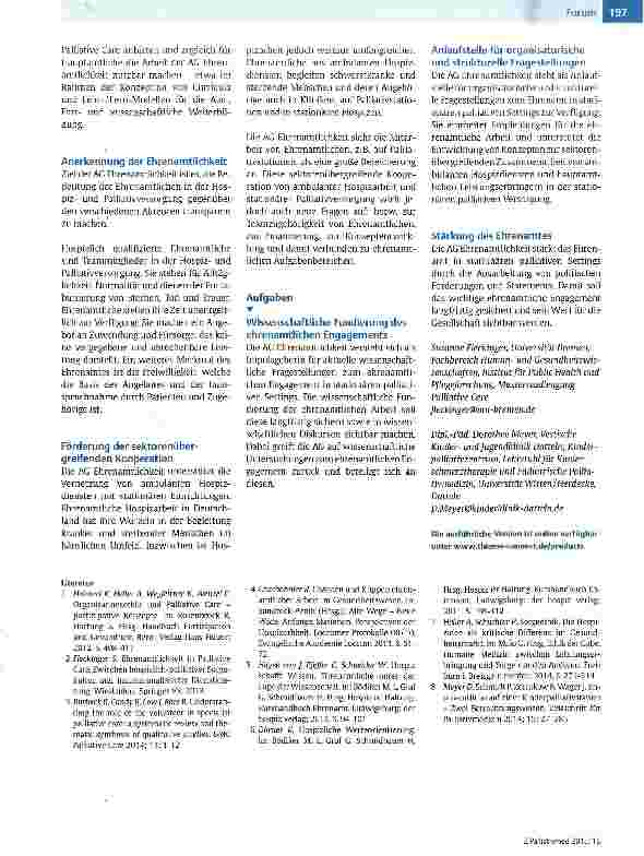 Vorschauseite 2: Neue Handlungsfelder für das Ehrenamt in Palliative Care