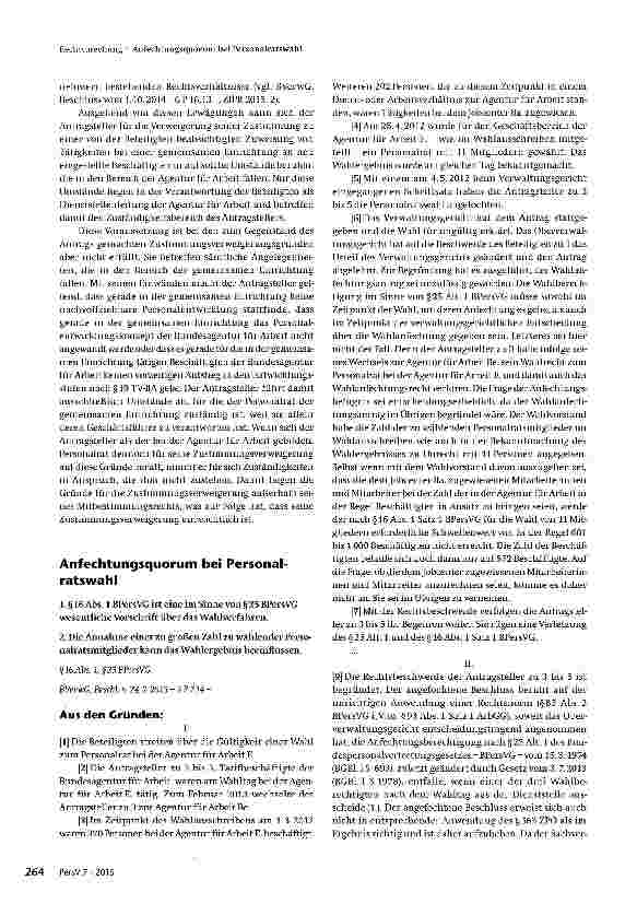 Vorschauseite 1: Anfechtungsquorum bei Personalratswahl