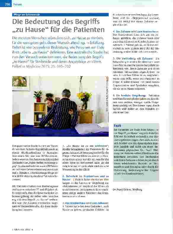 Vorschauseite 1: Die Bedeutung des Begriffs zu Hause für die Patienten