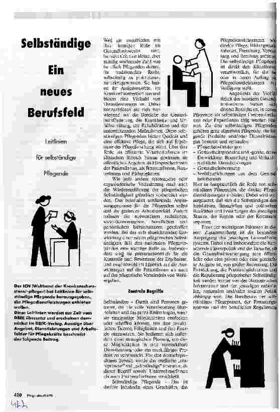 Vorschauseite 1: Selbständige - Ein neues Berufsfeld Leitlinien für selbständige Pflegende