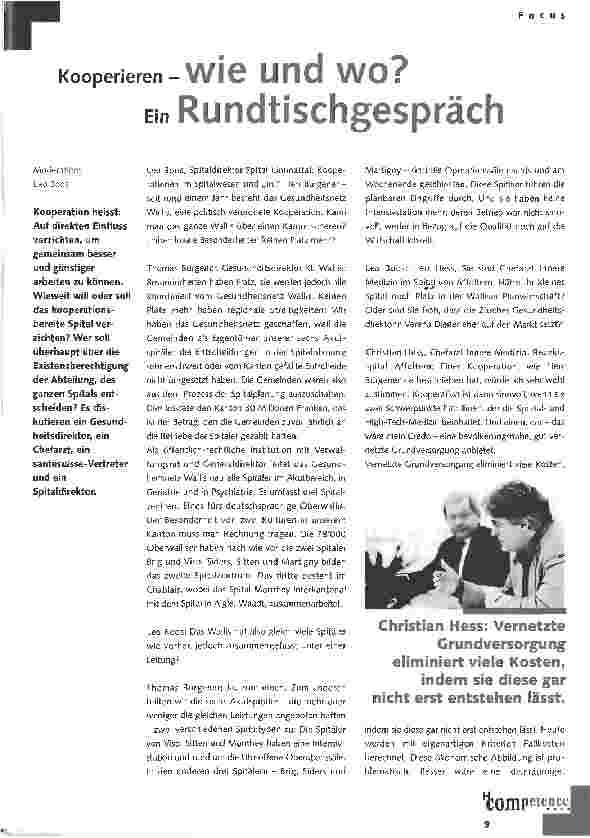 Vorschauseite 1: Kooperieren-Wie und WO? Ein Rundtischgespräch