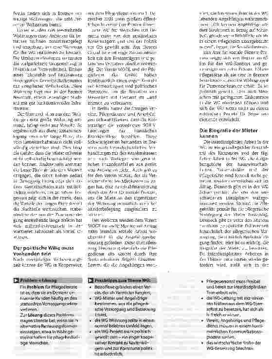 Vorschauseite 2: Eine Herausforderung mit RisikenErfahrungsbericht der ersten Bremer Wohngemeinschaft für Menschen mit Demenz