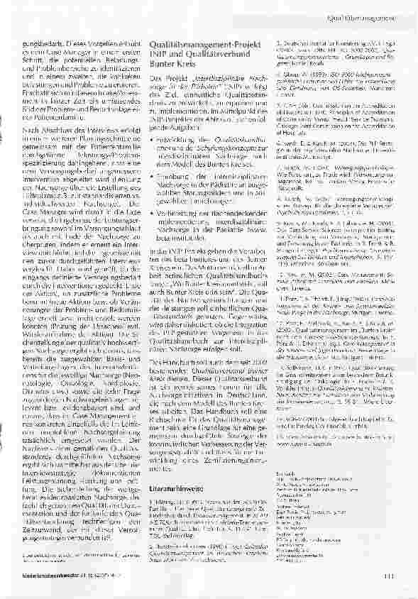 Vorschauseite 6: Qualitätsmanagement in der Nachsorge- Von der Theorie in die Praxis -