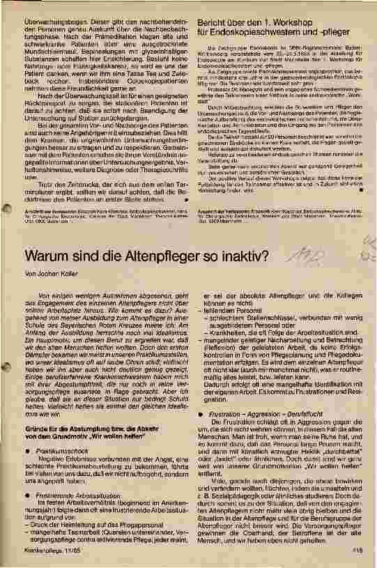 Vorschauseite 1: Warum sind die Altenpfleger so inaktiv?
