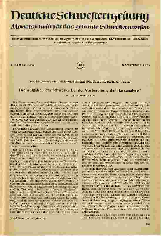 Vorschauseite 1: Die Aufgaben der Schwester bei der Vorbereitung der Harnanalyse