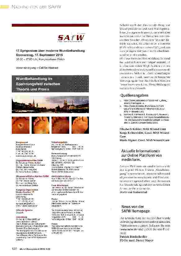 Vorschauseite 3: Master of Advanced Studies in Wound Care -Erste Erfahrungen