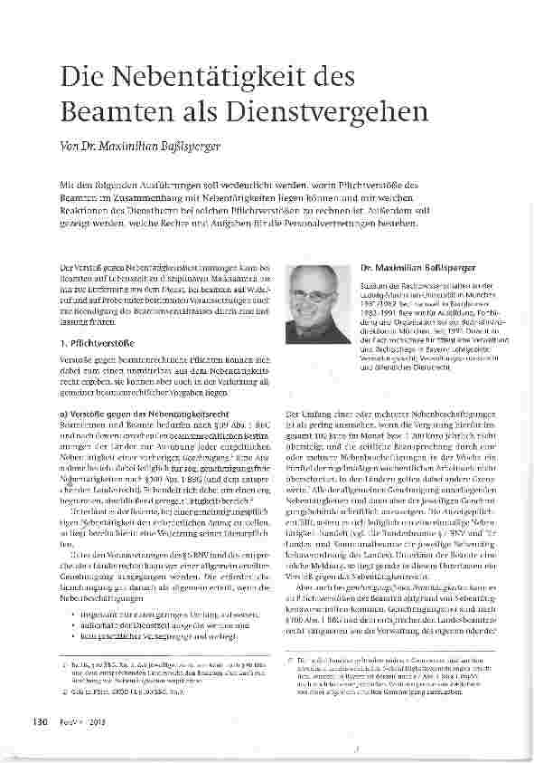 Vorschauseite 1: Die Nebentätigkeit des Beamten als Dienstvergehen
