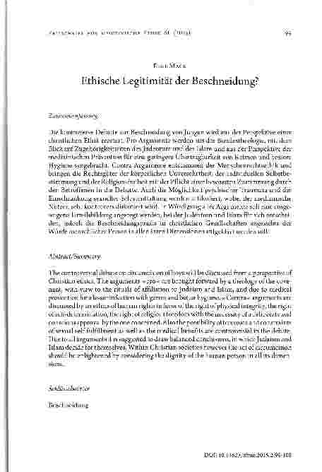 Vorschauseite 1: Ethische Legitimität der Beschneidung?