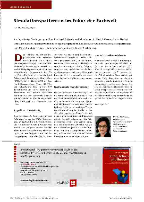 Vorschauseite 1: Simulationspatienten im Fokus der Fachwelt